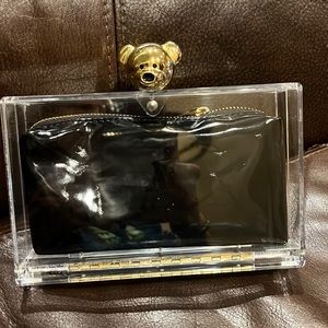 Ashlyn’d lucite clutch with interchangeable pouches